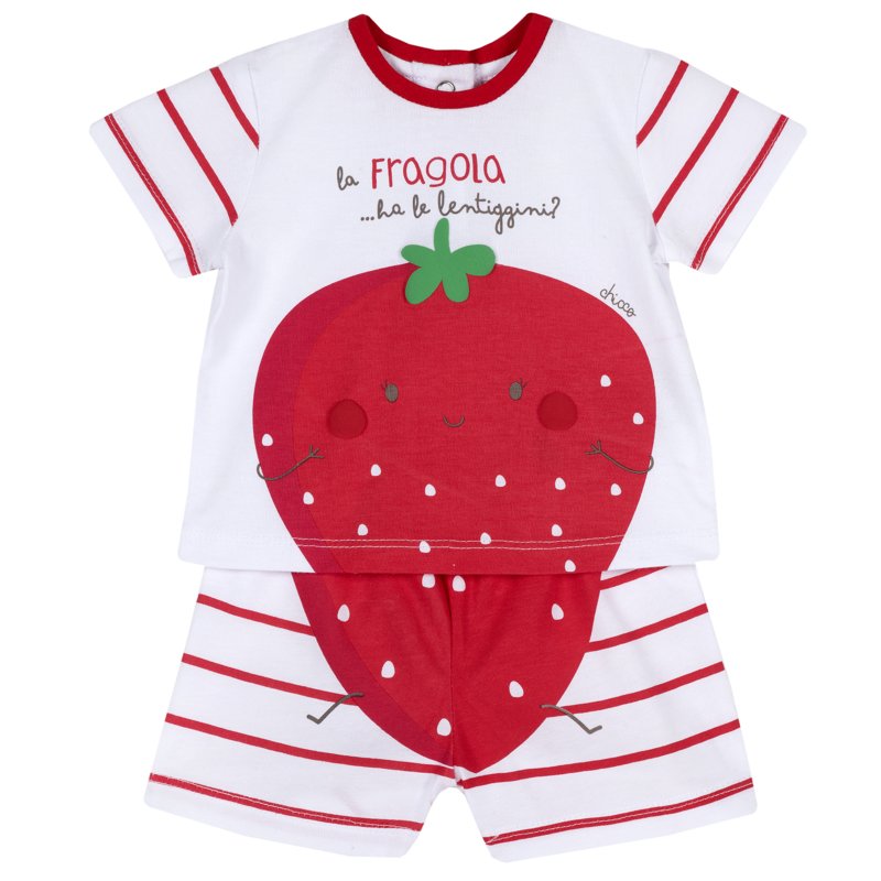 SET 2: T-SHIRT SHORT SLEEVE + SHORTS - WHITE/RED