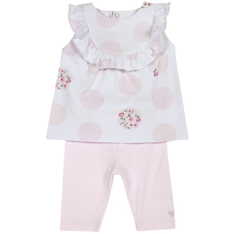 SET 2: TANK TOP + LEGGINGS - WHITE/PINK