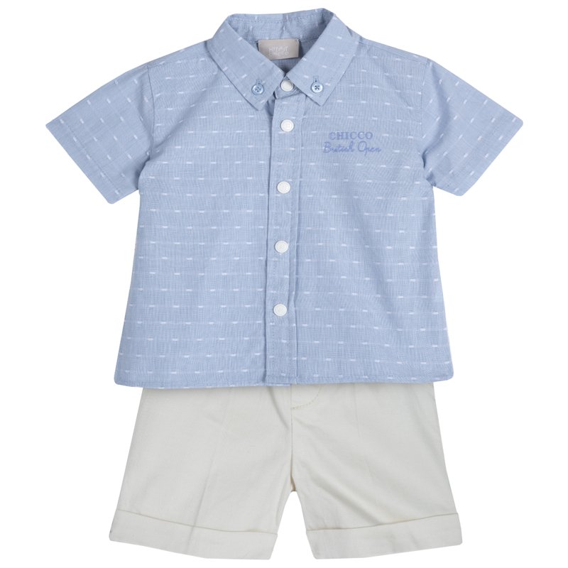 SET 2: SHIRT SHORT SLEEVE + SHORTS - WHITE