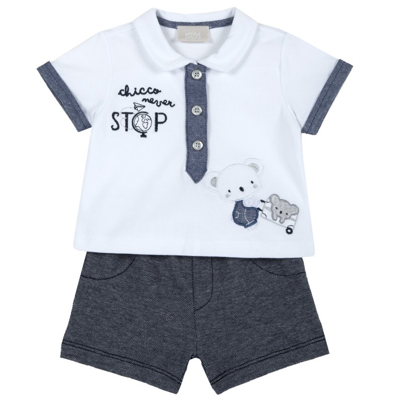 SET 2: POLO SHORT SLEEVE + SHORTS - DARK BLUE