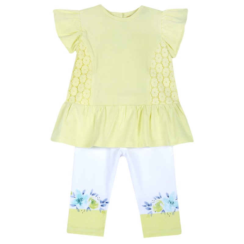 SET 2: T-SHIRT SHORT SLEEVE + LEGGINGS - LIGHT YELLOW