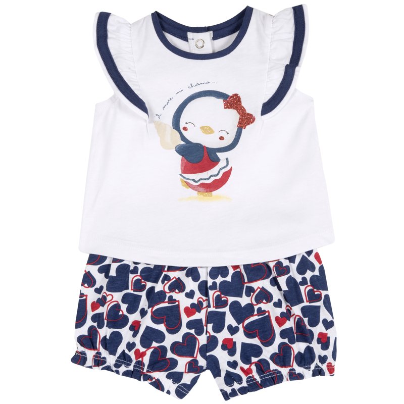 SET 2: TANK TOP + SHORTS - WHITE/BLUE