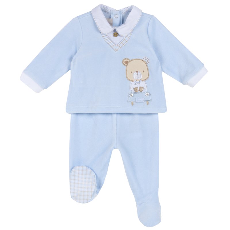 SET 2: T-SHIRT LONG SLEEVE + PANTS - LIGHT BLUE