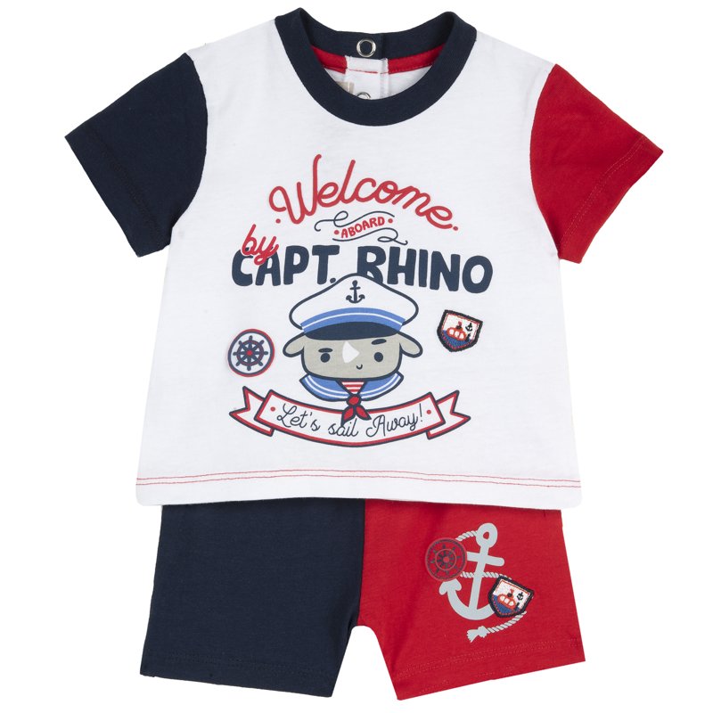 SET 2: T-SHIRT SHORT SLEEVE + SHORTS - WHITE/BLUE