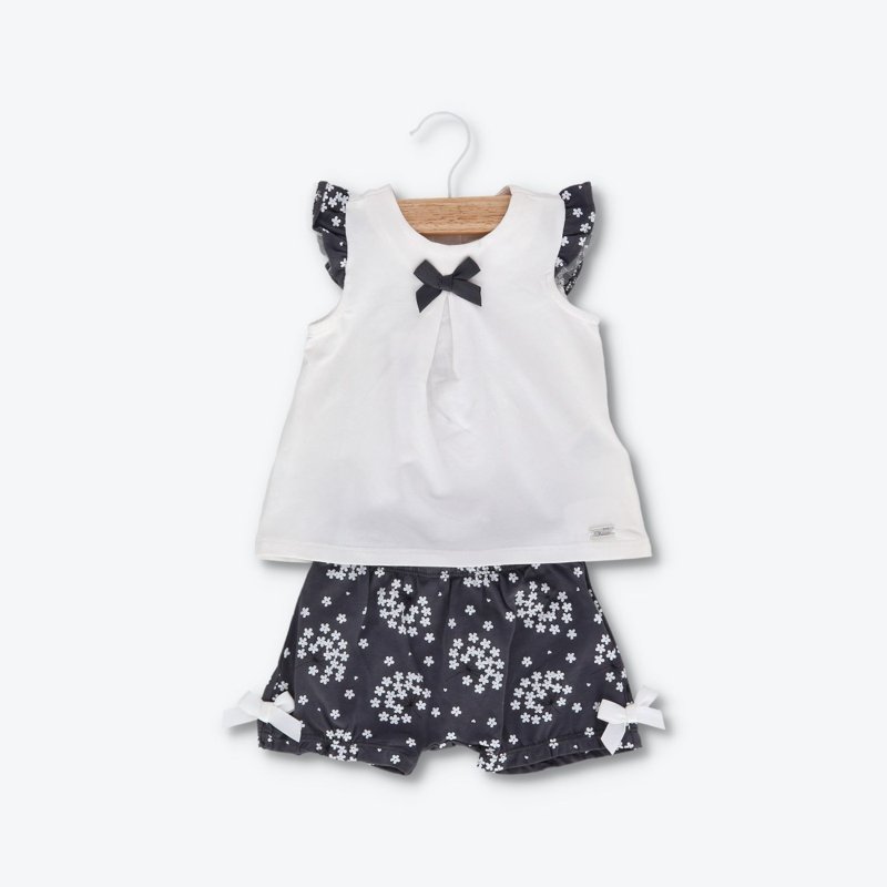 SET 2: TANK TOP + SHORTS - GREY PRINTED