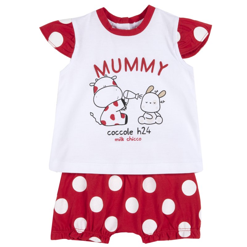 SET 2: T-SHIRT SHORT SLEEVE + SHORTS - WHITE