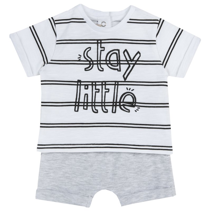 SET 2: T-SHIRT SHORT SLEEVE + SHORTS - LIGHT GREY