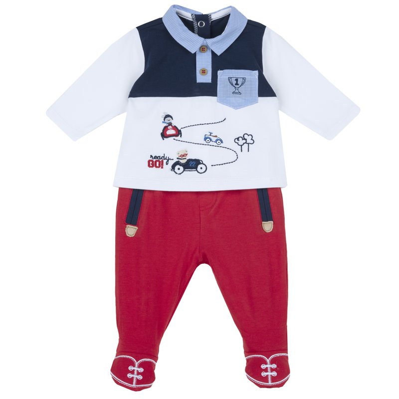 SET 2: T-SHIRT LONG SLEEVE + PANTS - MEDIUM RED