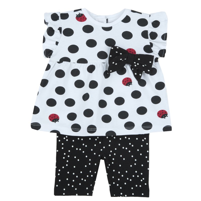 SET 2: T-SHIRT SHORT SLEEVE + LEGGINGS - WHITE/BLACK