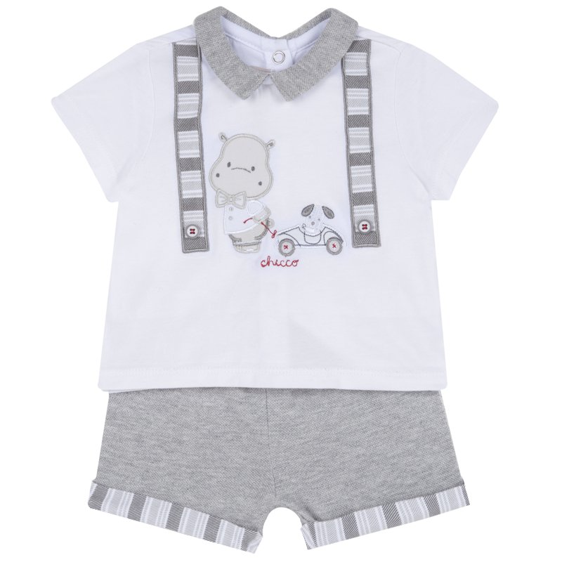 SET 2: T-SHIRT SHORT SLEEVE + SHORTS - LIGHT GREY