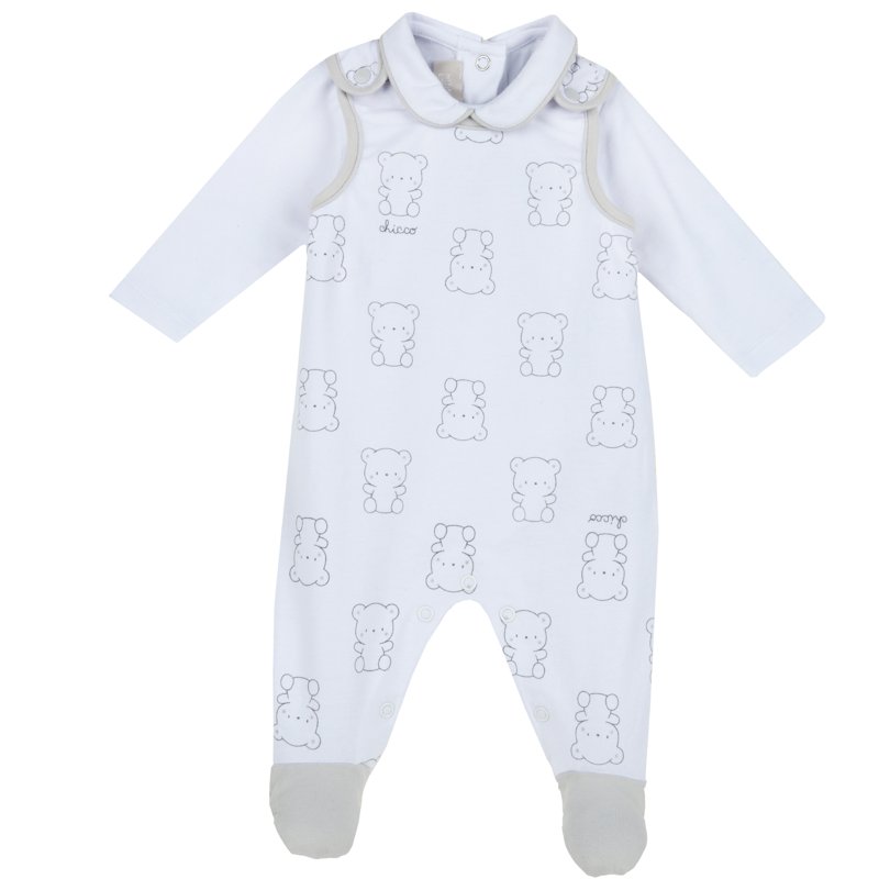 SET 2: BODYSUIT LONG SLEEVE + JUMPSUIT - WHITE