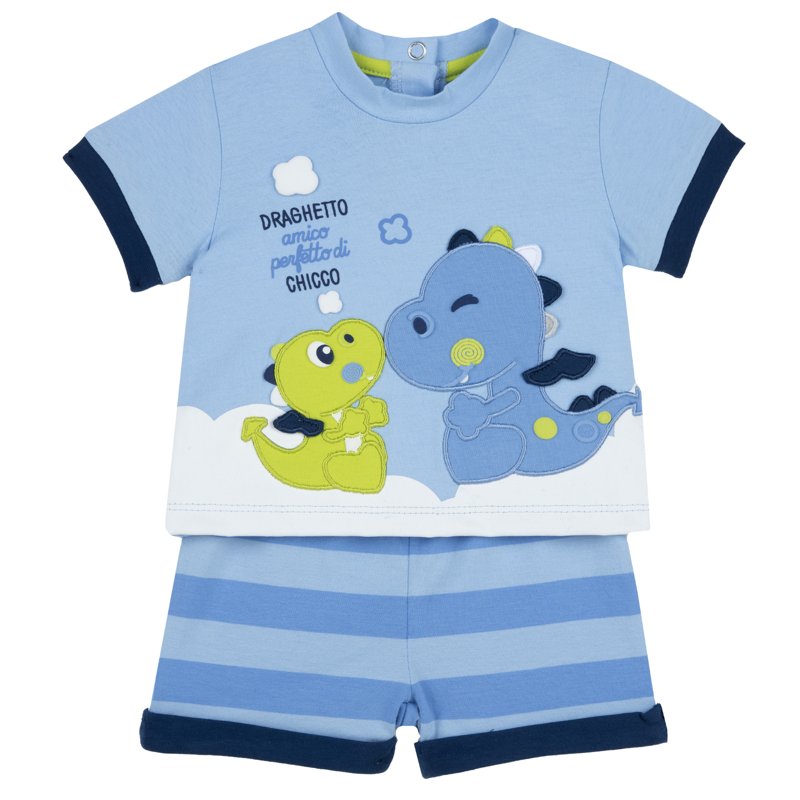 SET 2: T-SHIRT SHORT SLEEVE + SHORTS - MEDIUM BLUE/LIGHT BLUE