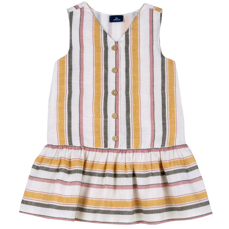 DRESS SLEEVELESS - YELLOW STRIPED