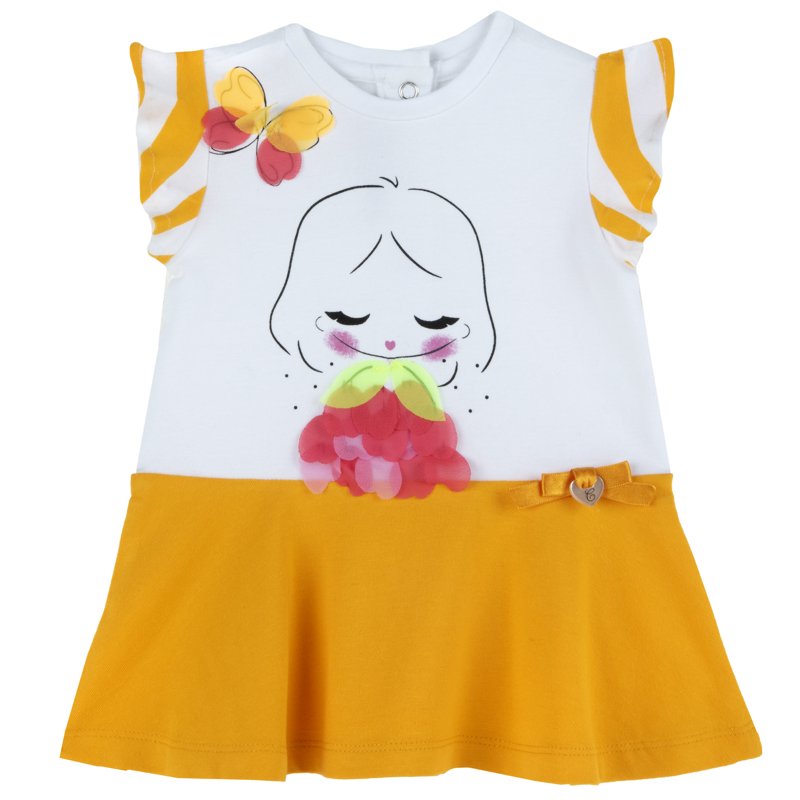 DRESS SLEEVELESS - WHITE/YELLOW