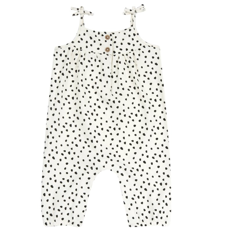 LONG DUNGAREES - WHITE/BROWN