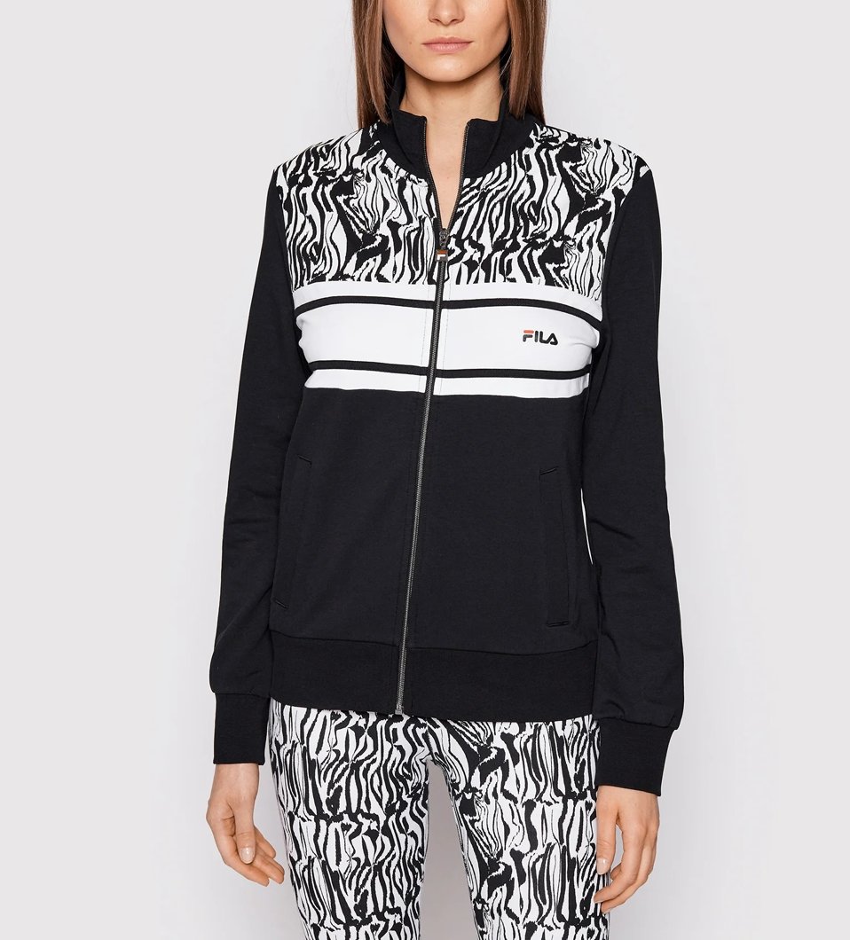 SWEATSHIRT - BLACK BEAUTY/BRIGHT WHITE ABSTRACT ZEBRA AOP