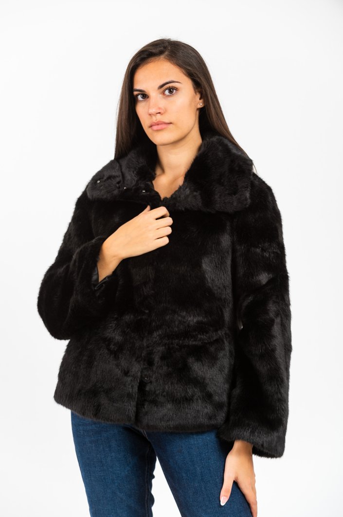 FUR COAT - BLACK