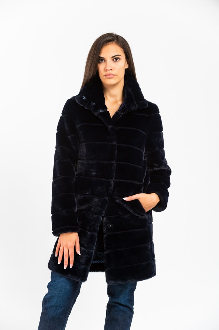 FUR COAT - NAVY BLUE