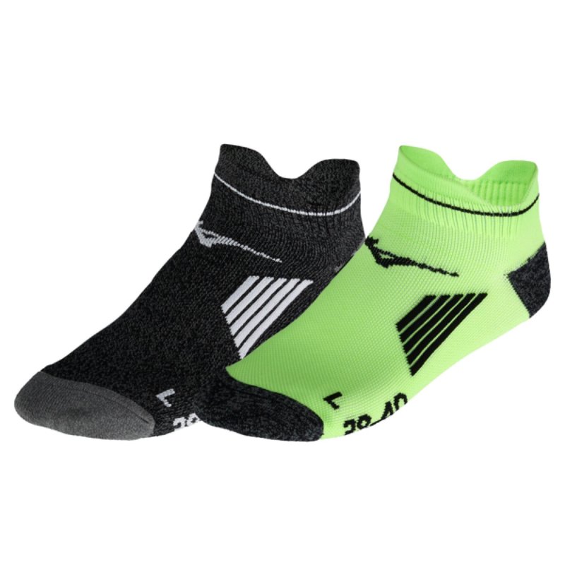 SOCKS 2 PACK - BLACK/LIGHT GREEN