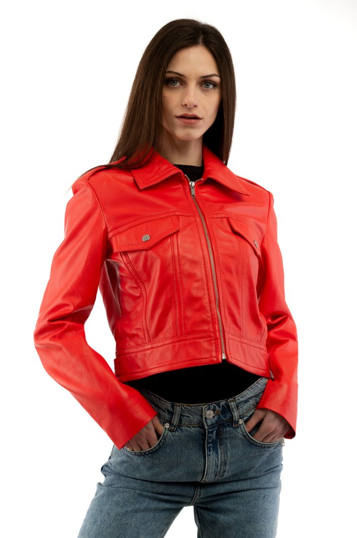 LEATHER JACKET - PINK