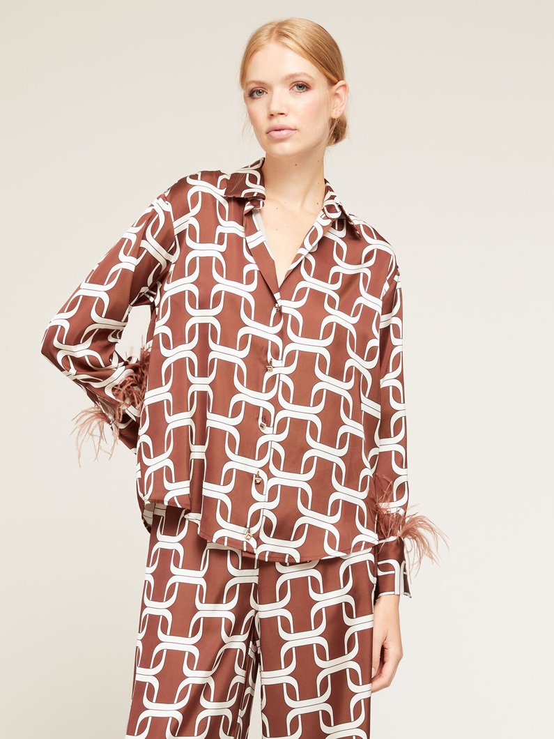 BLOUSE - MARRONE/BIANCO