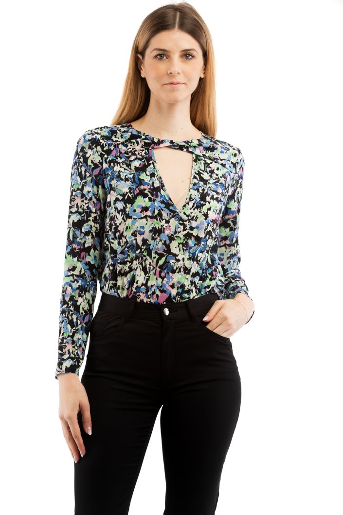 T-SHIRT LONG SLEEVE - BLUE GREEN FLOWER