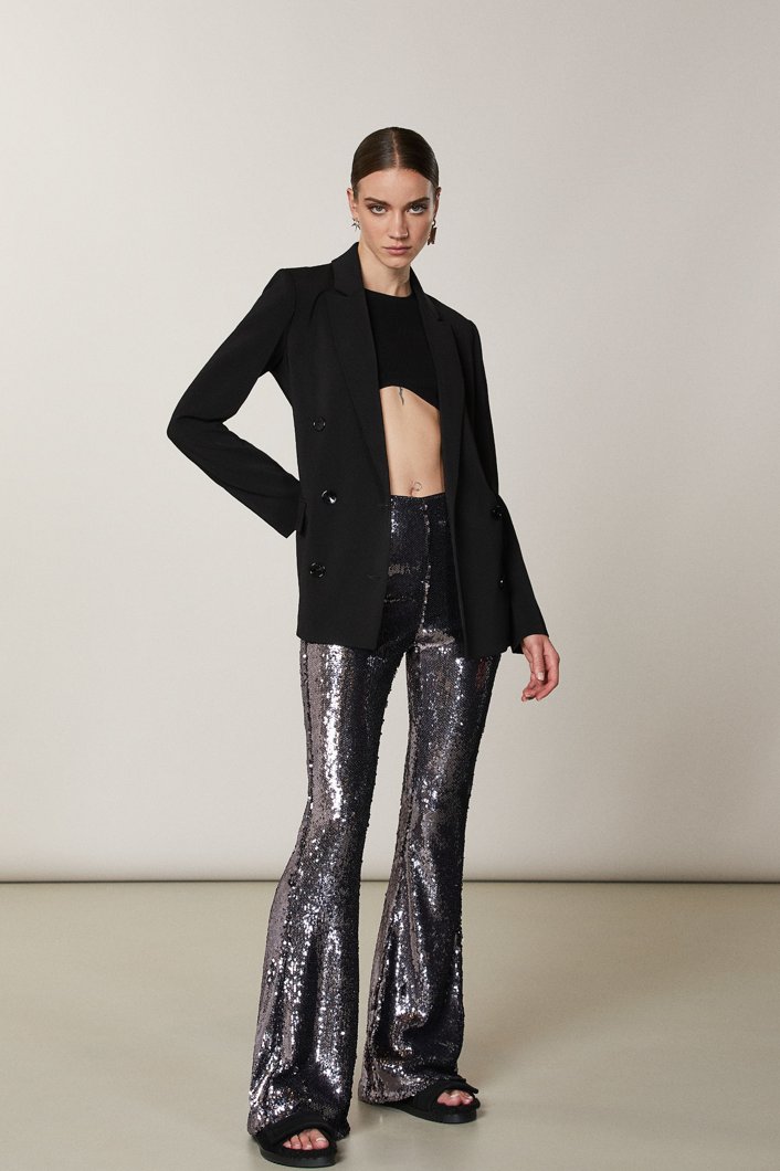 PANTS - BLACK SILVER SEQUINS