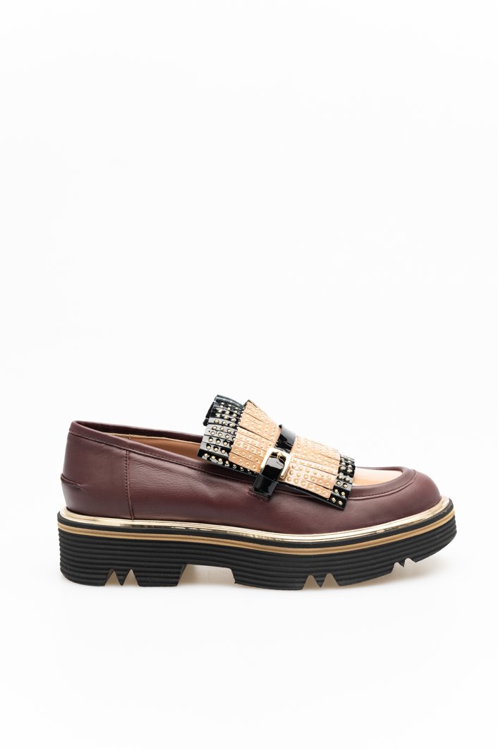 LOAFERS - BURGUNDY/BLACK/CAMEL
