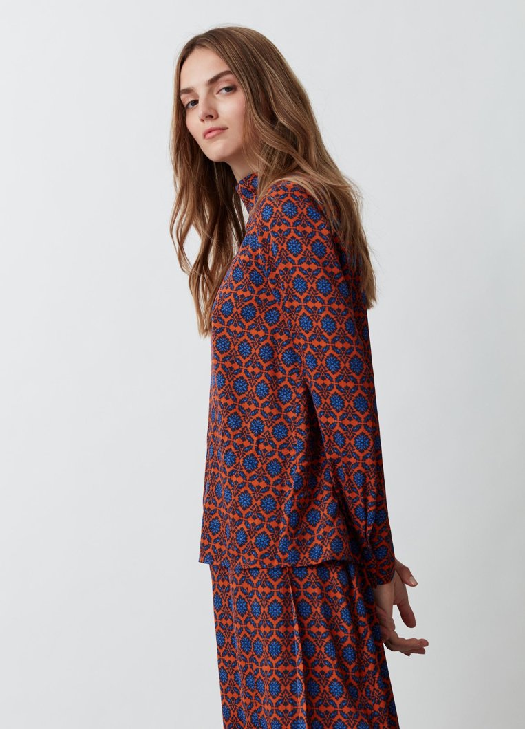 BLOUSE - ORANGE/BLUE