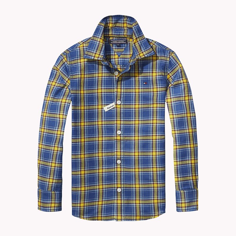 SHIRT - BLUE QUADRI GIALLO