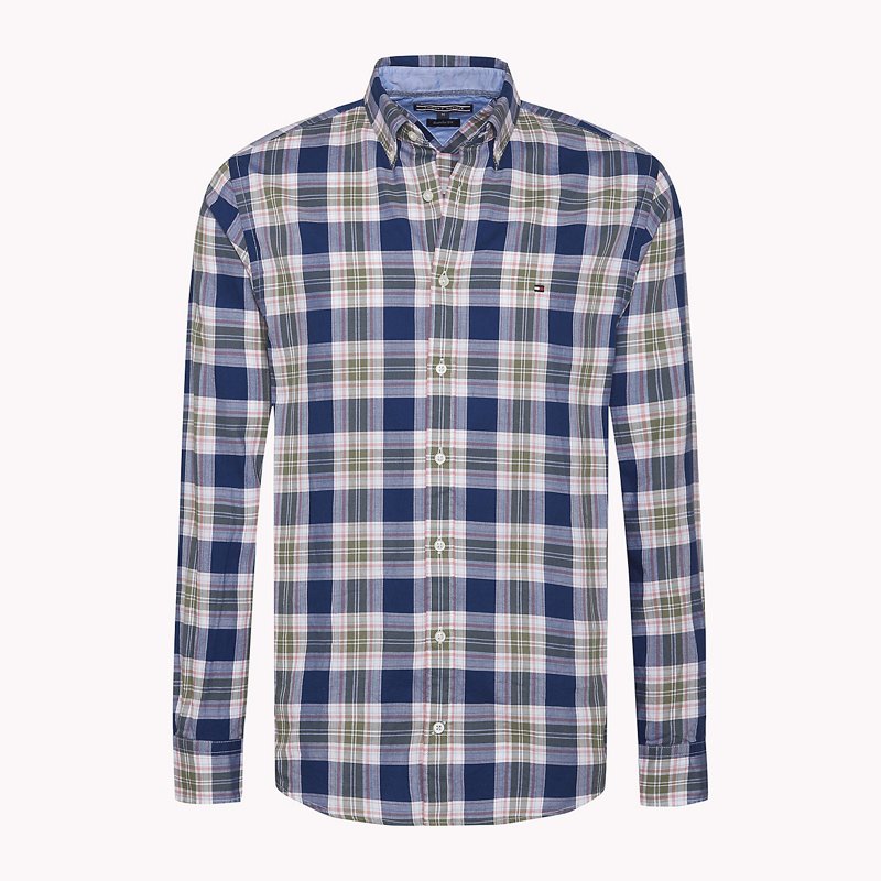 SHIRT - BLU QUADRI VERDE