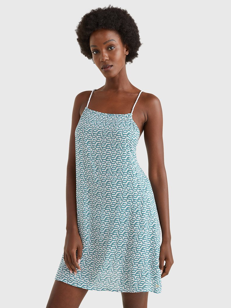 DRESS - HILFIGER AOP MONOGRAM GREEN