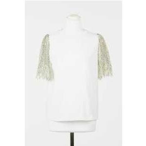 T-SHIRT - NERO/PIZZO BICOLOR