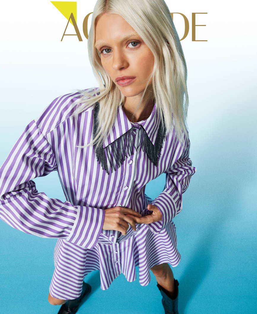 DRESS - SPARKLING GRAPE/PAPERS STRIPE