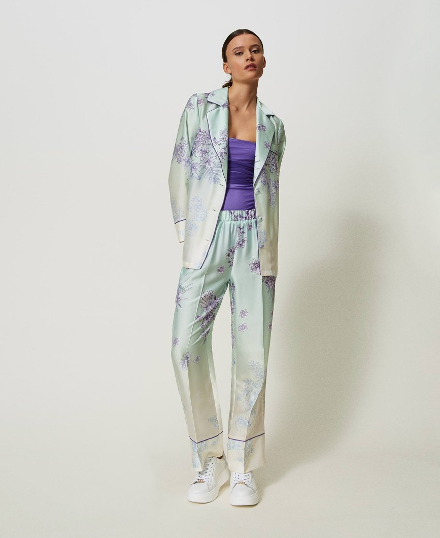 TROUSERS - ST.BROOK GREEN & SHADED FLOWER