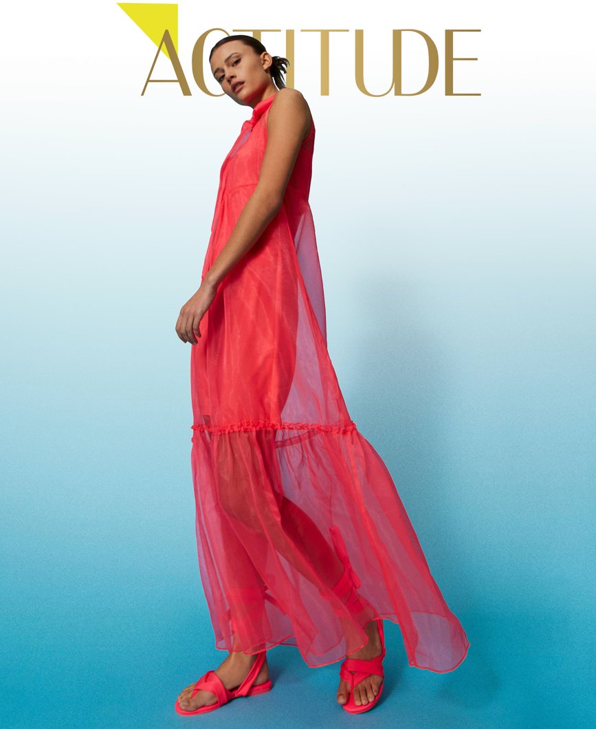 DRESS - BRIGHT CORAL