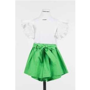 SET 2: SINGLET + SHORTS - BIC.LUCENT WHITE/QUADRIFOGLIO